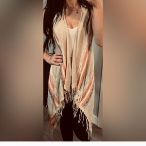 Natural Reflections Knit Vest with Fringe